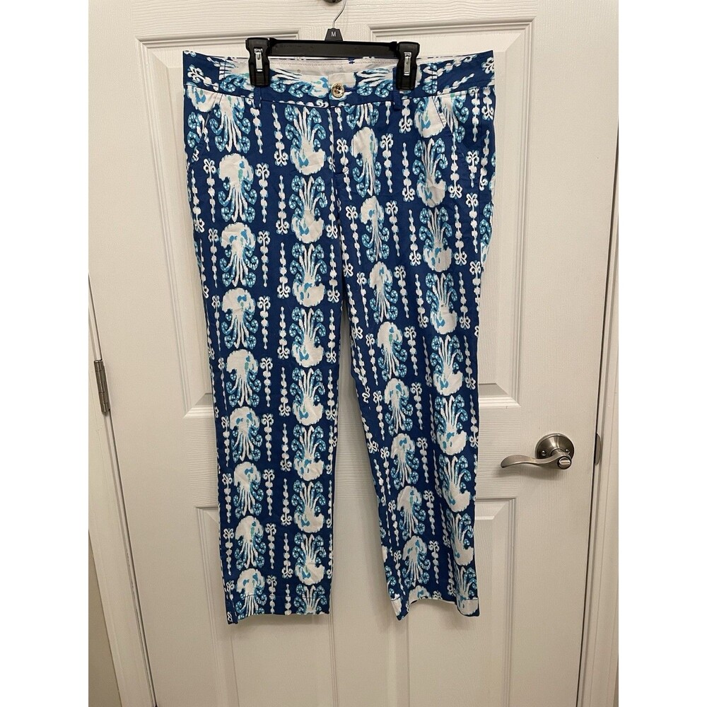 Lilly Pulitzer Size 10 Cocoanut Crop Pants Indigo Blue Get In Line